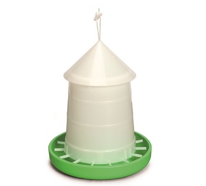 Adjustable Feed-Flow Poultry Feeder with Hopper Lid